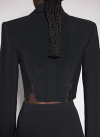 BLACK ZIPPED WOOL JACKET