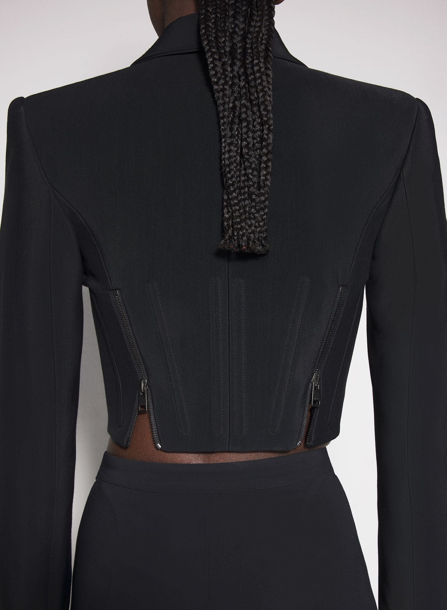 BLACK ZIPPED WOOL JACKET