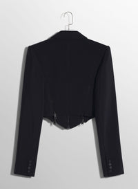 BLACK ZIPPED WOOL JACKET