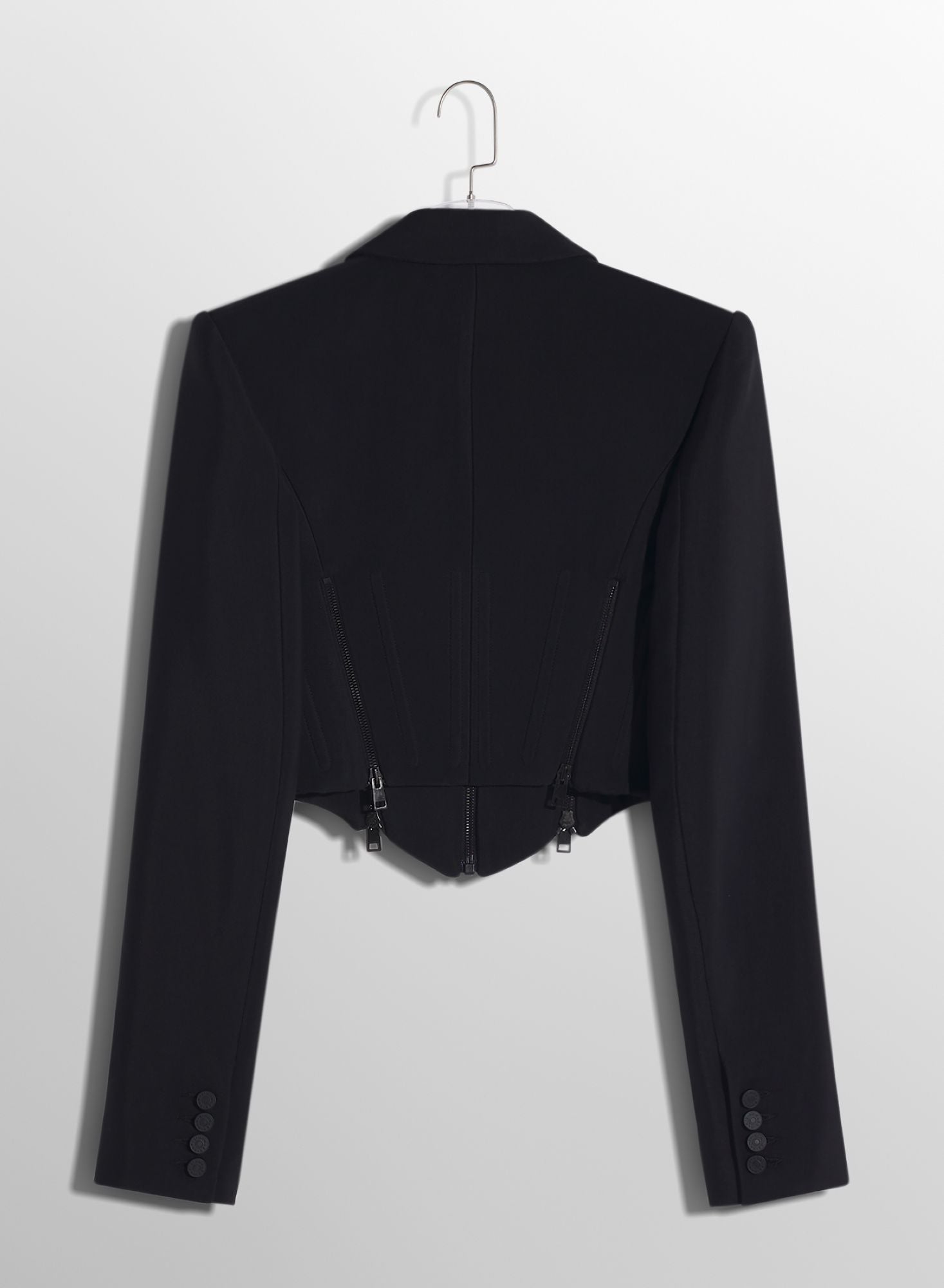 BLACK ZIPPED WOOL JACKET