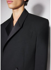 BLACK // black double breasted smoking jacket
