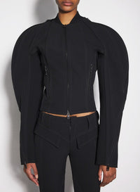 BLACK // black sculptured scuba jacket