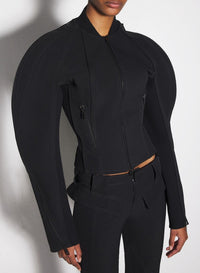 BLACK // black sculptured scuba jacket