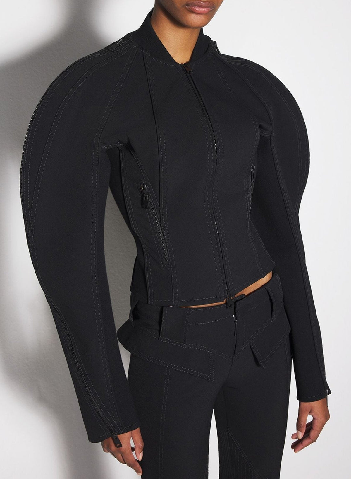 BLACK // black sculptured scuba jacket