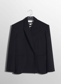 BLACK BUCKLED OVERSIZED JACKET