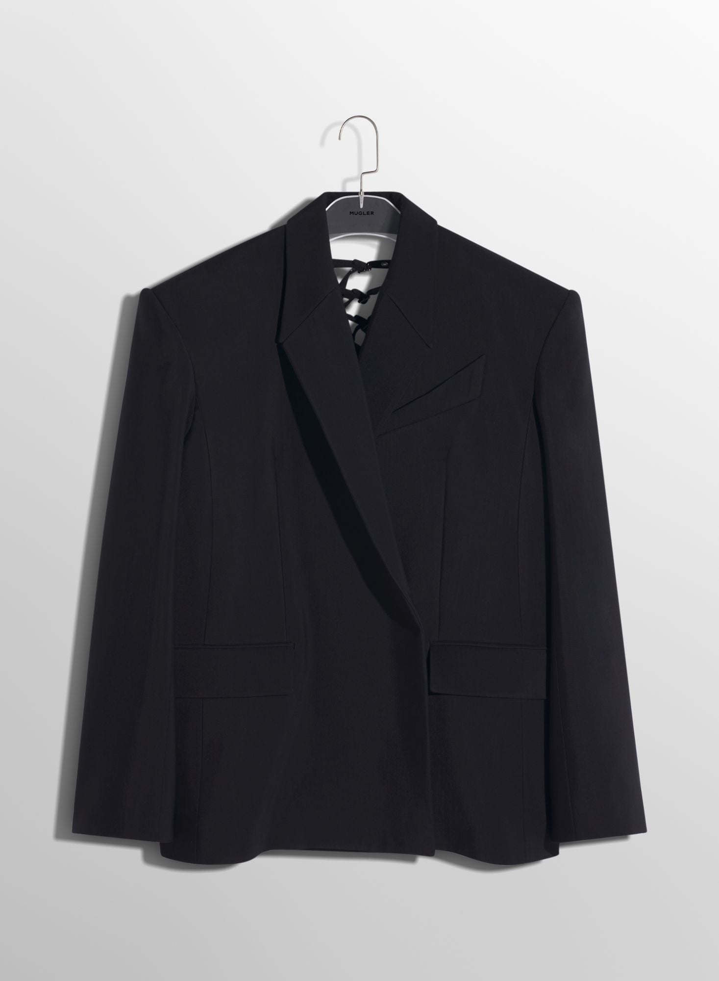 BLACK BUCKLED OVERSIZED JACKET