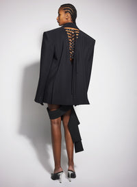 BLACK BUCKLED OVERSIZED JACKET