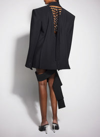 BLACK // black buckled oversized jacket