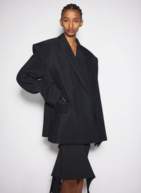 BLACK BUCKLED OVERSIZED JACKET