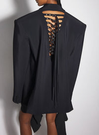 BLACK // black buckled oversized jacket