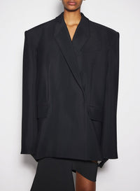 BLACK // black buckled oversized jacket