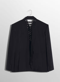 BLACK BUCKLED OVERSIZED JACKET