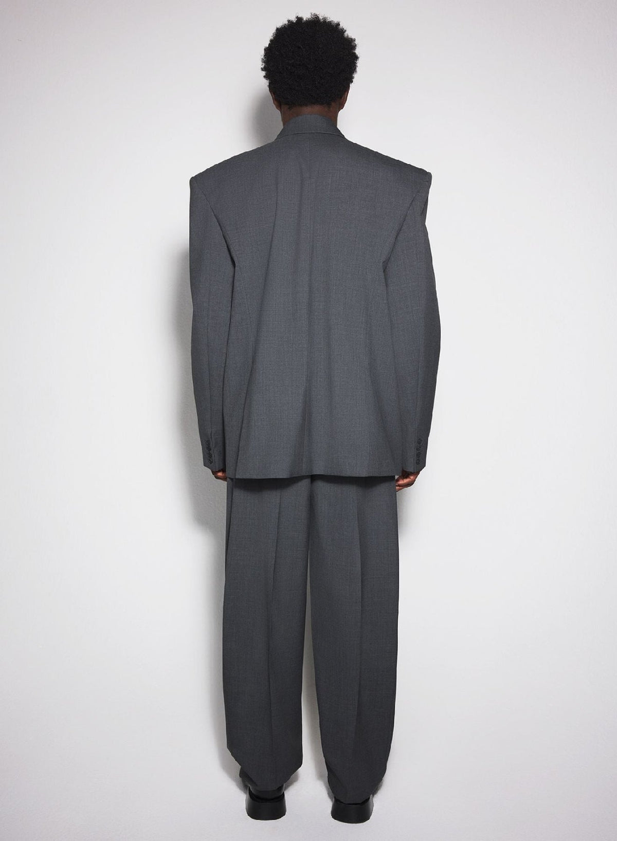 GREY MELANGE // Grey oversized tailored jacket