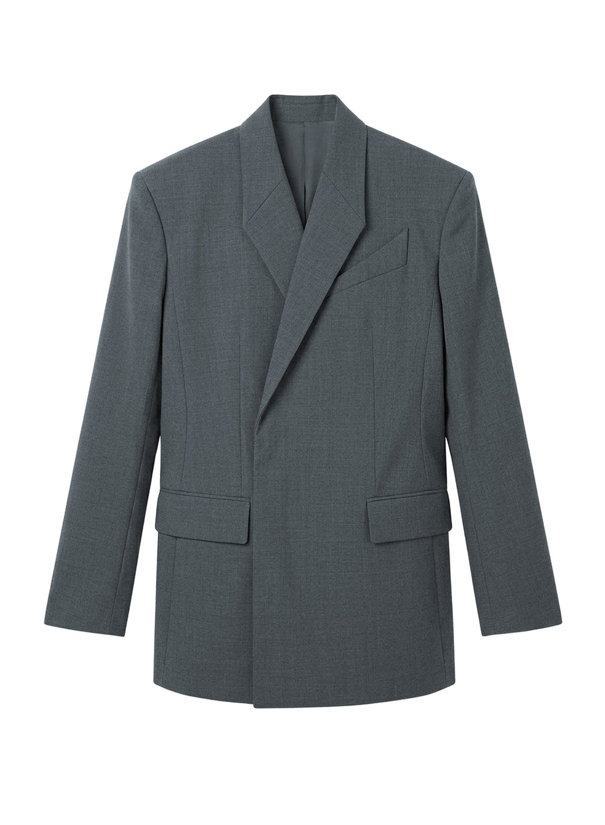 GREY MELANGE // Grey oversized tailored jacket