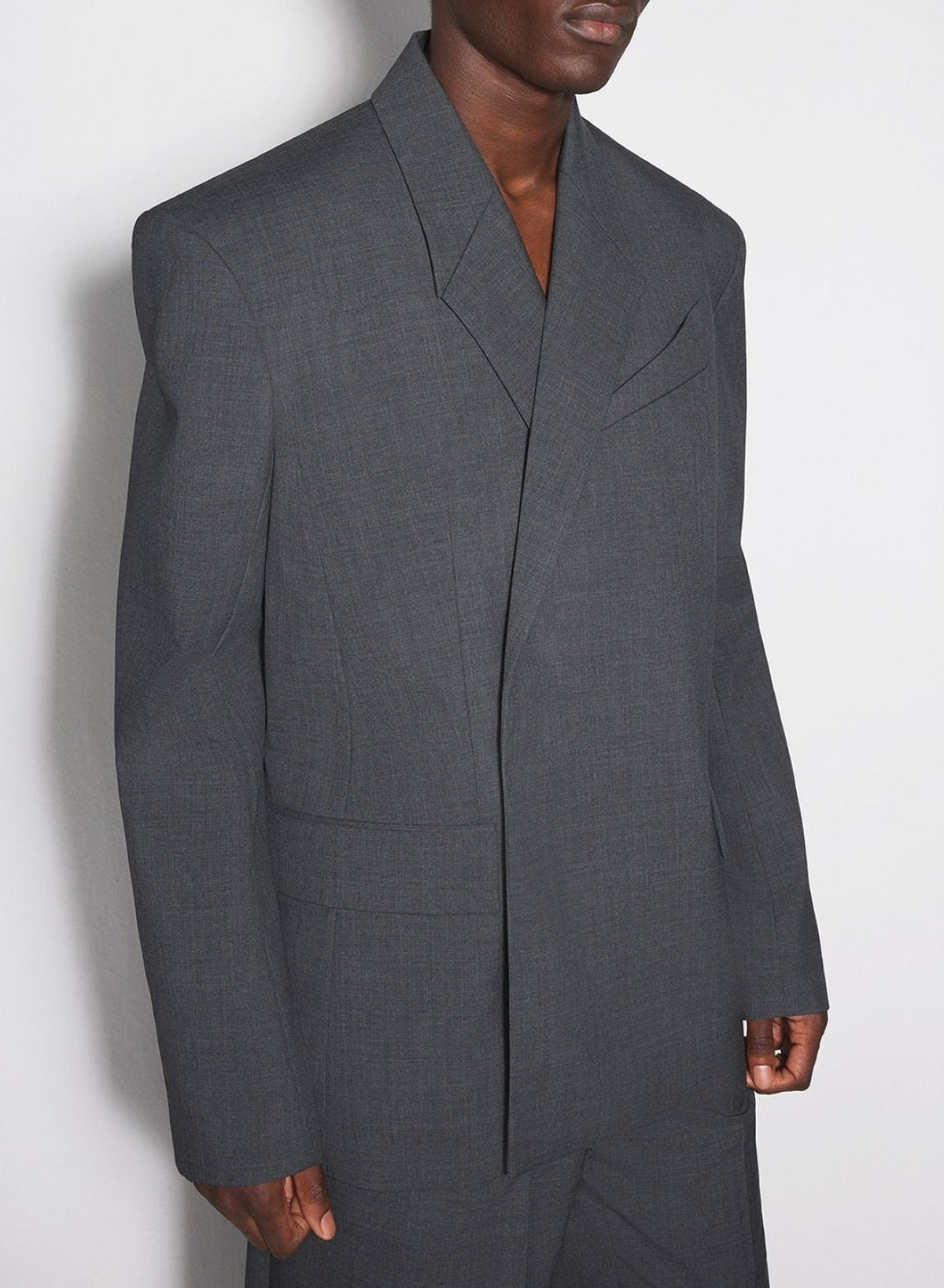 GREY MELANGE // Grey oversized tailored jacket