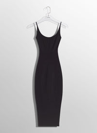 WHITE FITTED KNIT DRESS