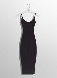 BLACK // black fitted knit dress