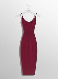 BLOOD RED // red fitted knit dress