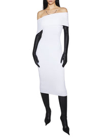 OFF WHITE // white off-shoulder knit dress