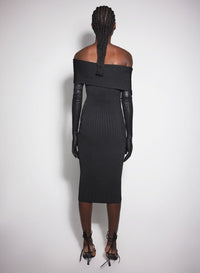 BLACK // black off-shoulder knit dress