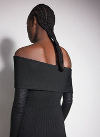 BLACK // black off-shoulder knit dress