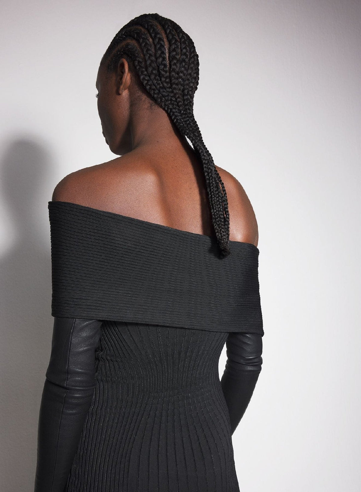 BLACK // black off-shoulder knit dress