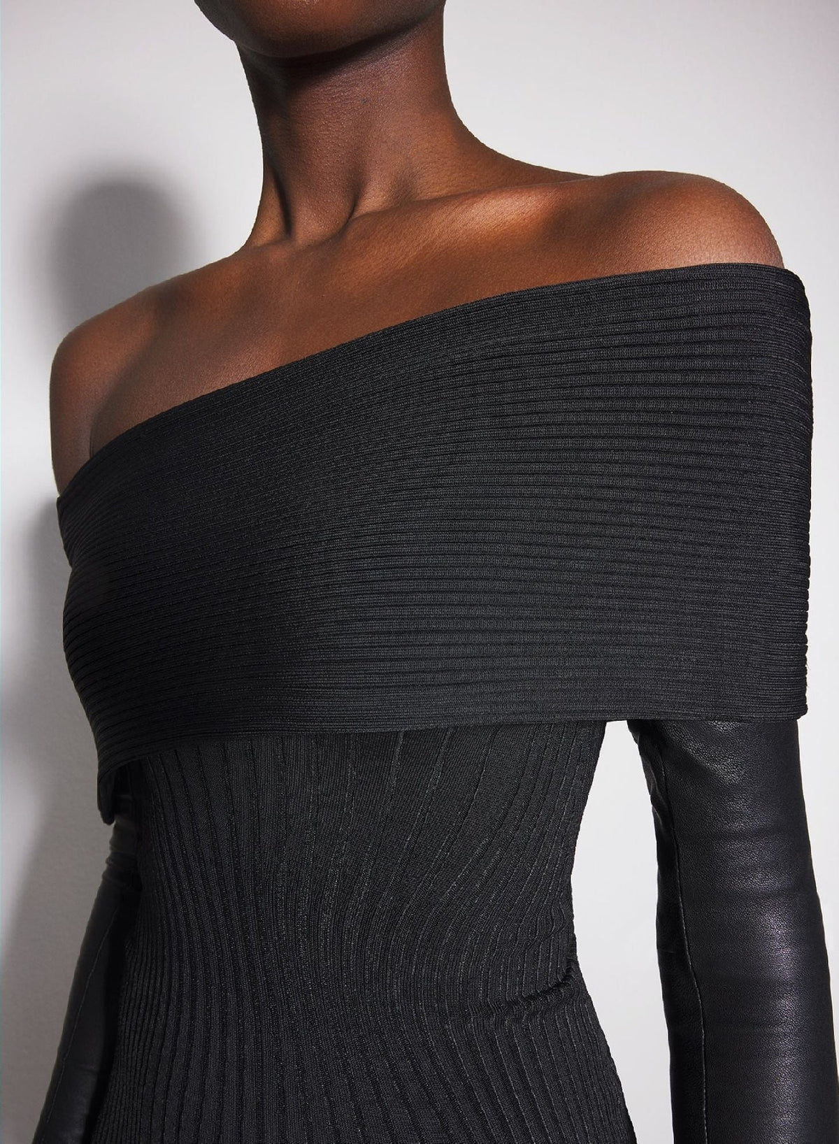 BLACK // black off-shoulder knit dress