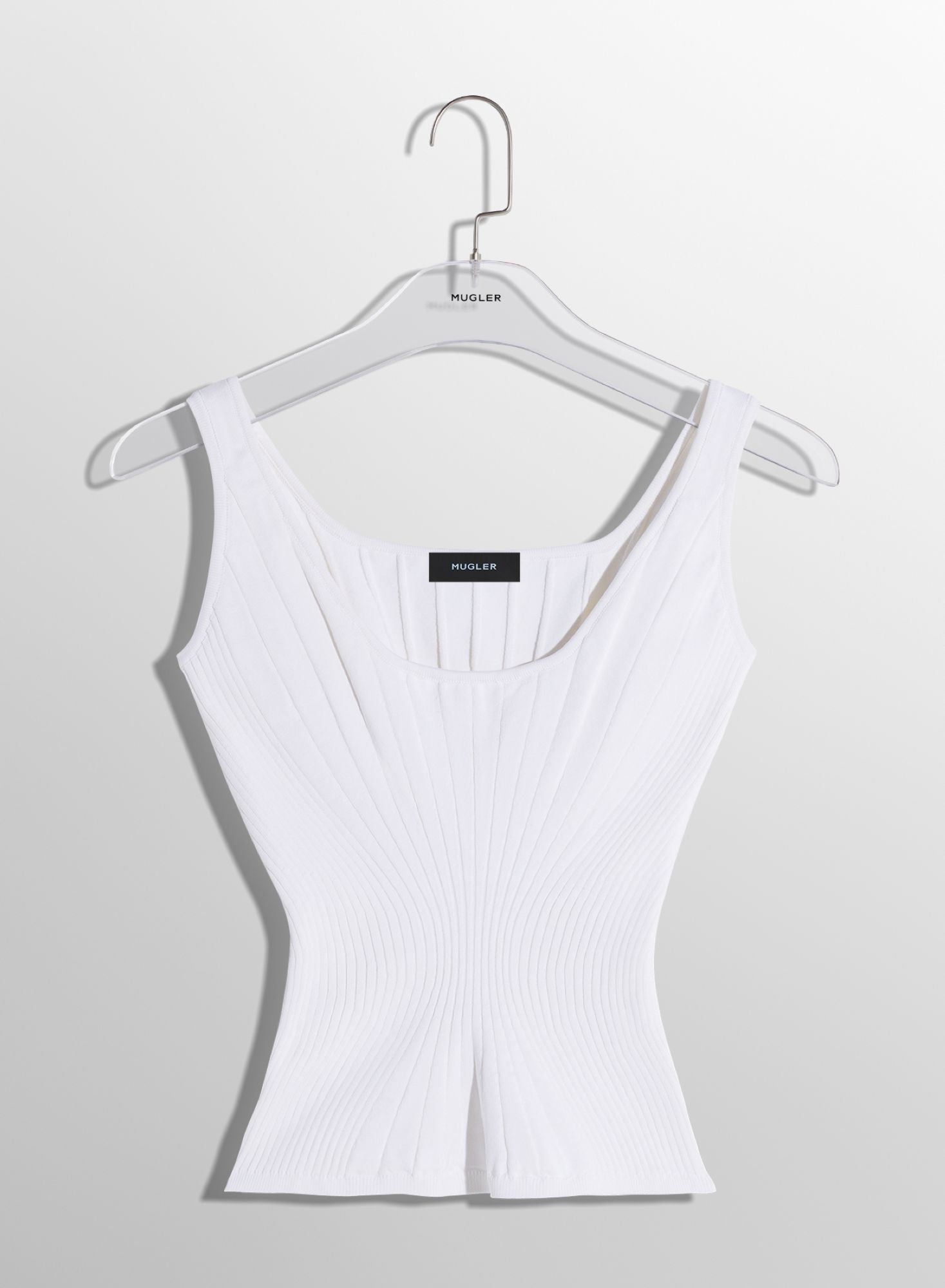 WHITE FITTED KNIT TANK TOP