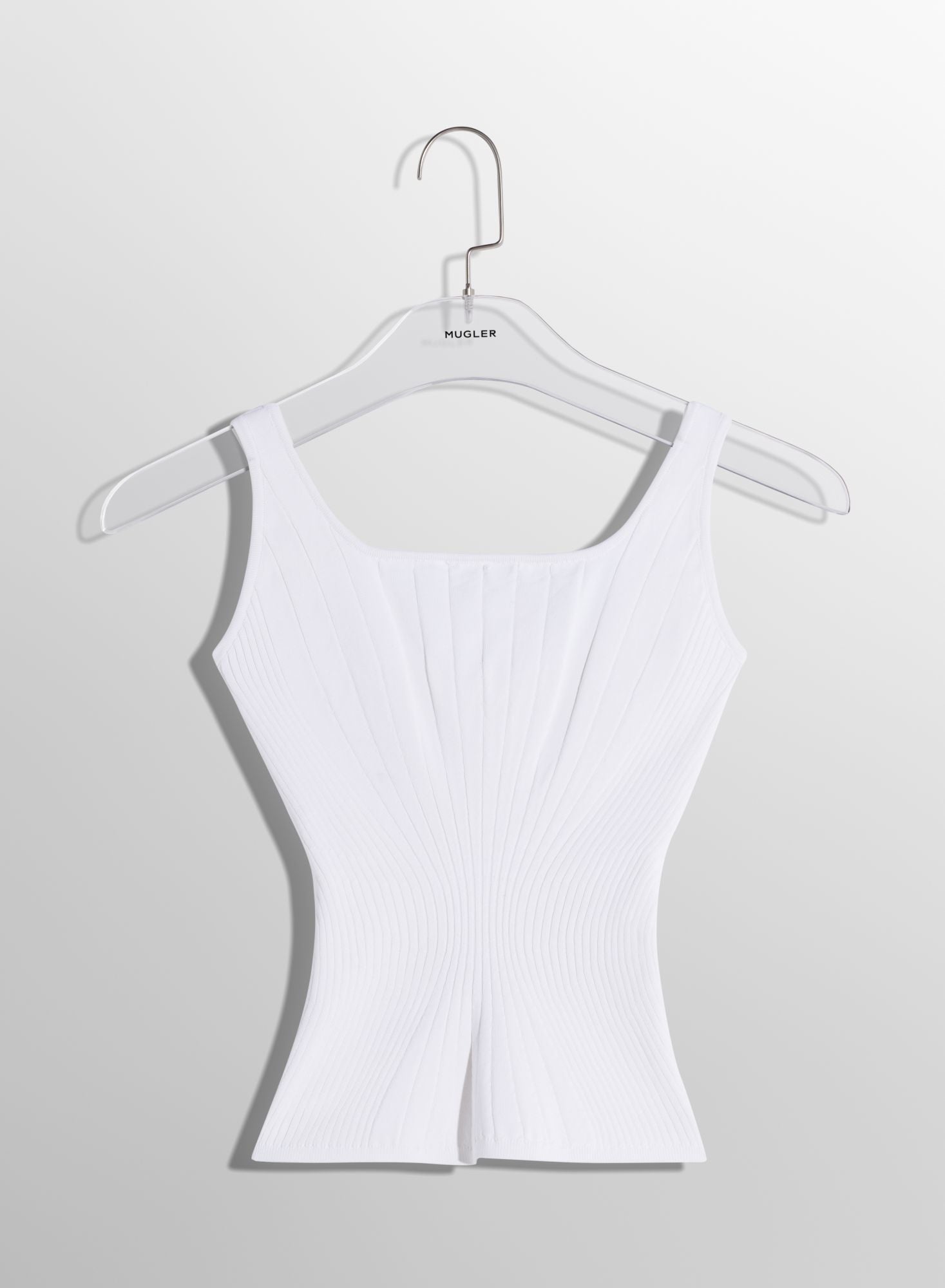 WHITE FITTED KNIT TANK TOP