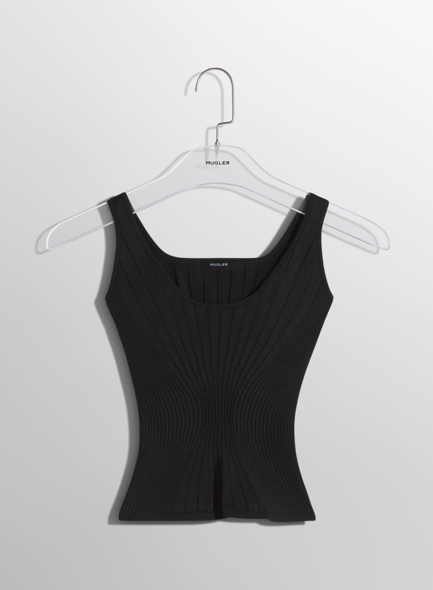 WHITE FITTED KNIT TANK TOP