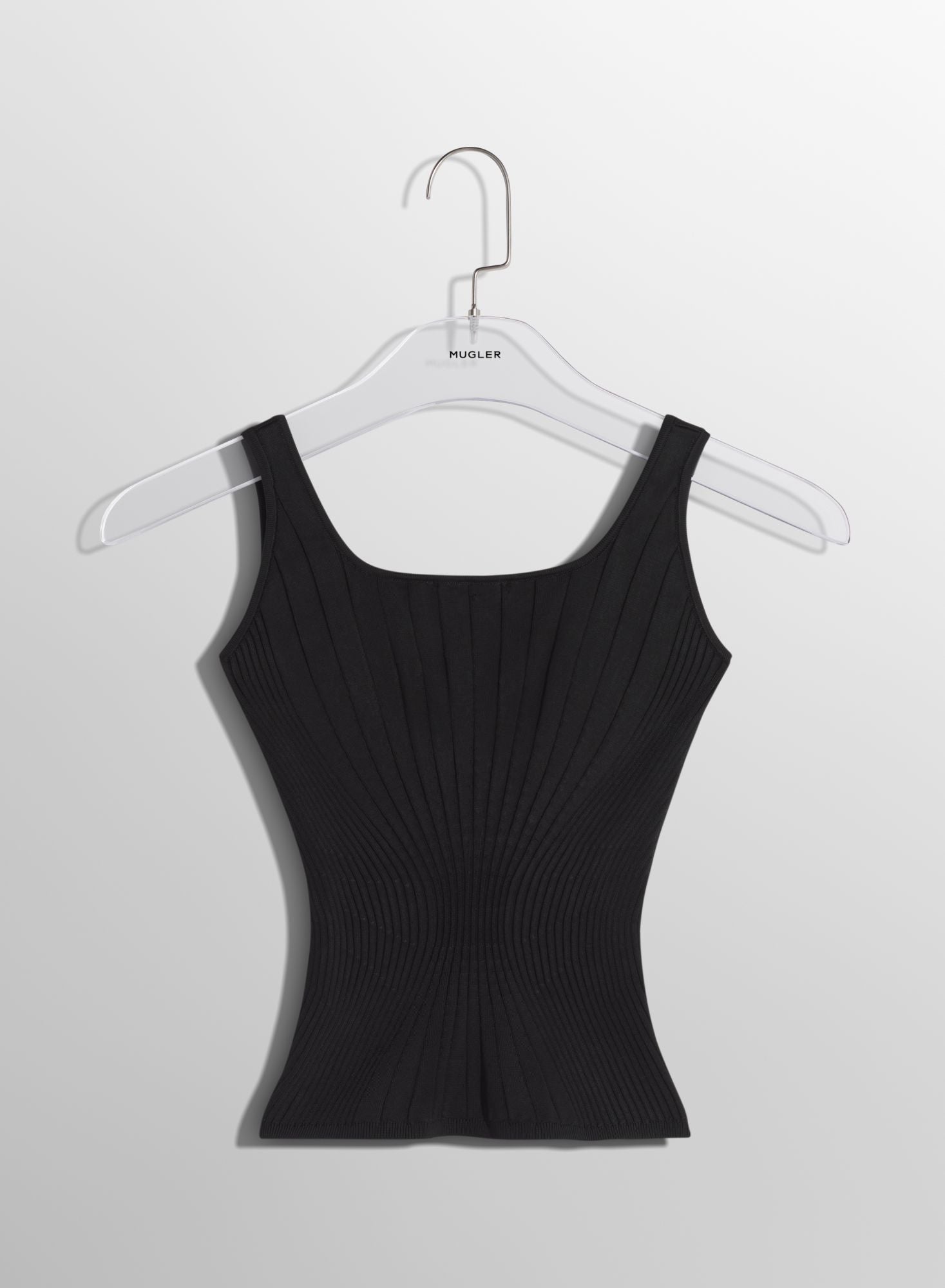 WHITE FITTED KNIT TANK TOP