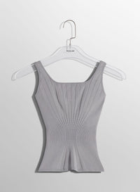 WHITE FITTED KNIT TANK TOP