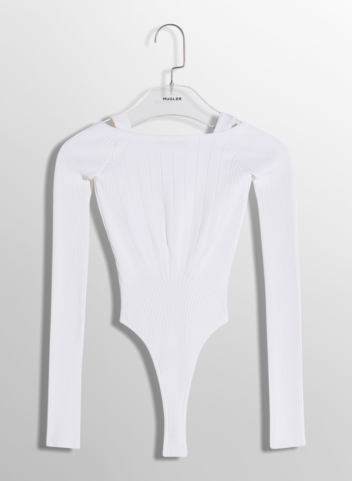 WHITE FITTED KNIT BODYSUIT