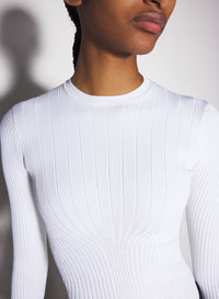 WHITE FITTED KNIT TOP