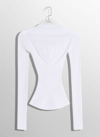 WHITE FITTED KNIT TOP