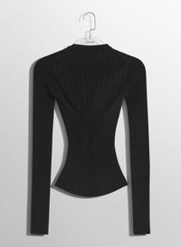 WHITE FITTED KNIT TOP