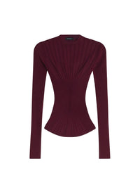 BLOOD RED // red sculpting knit top