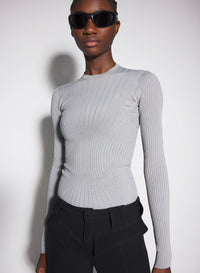 WHITE FITTED KNIT TOP