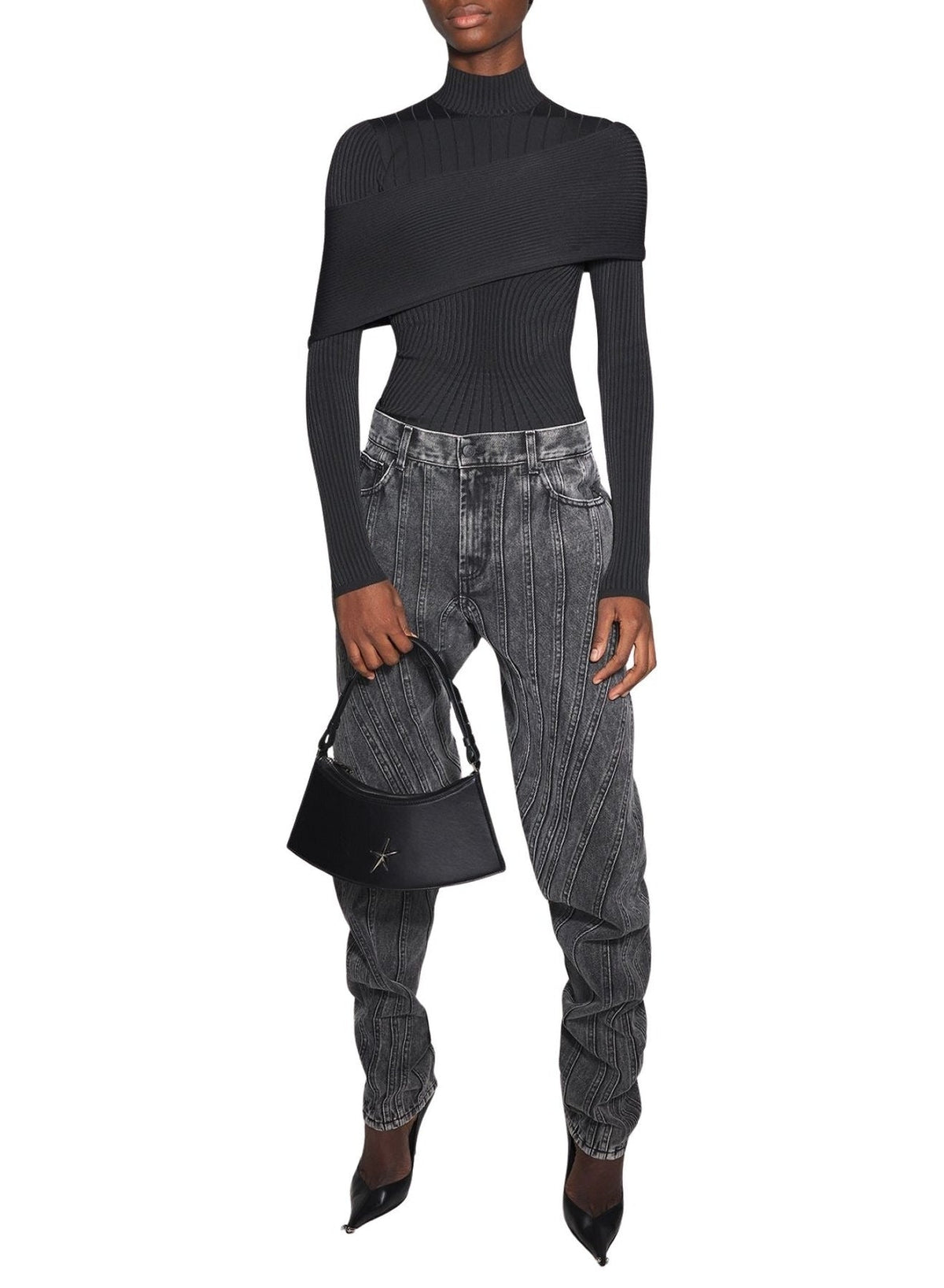 BLACK // black sculpting knit top