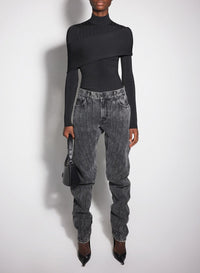 BLACK // black sculpting knit top
