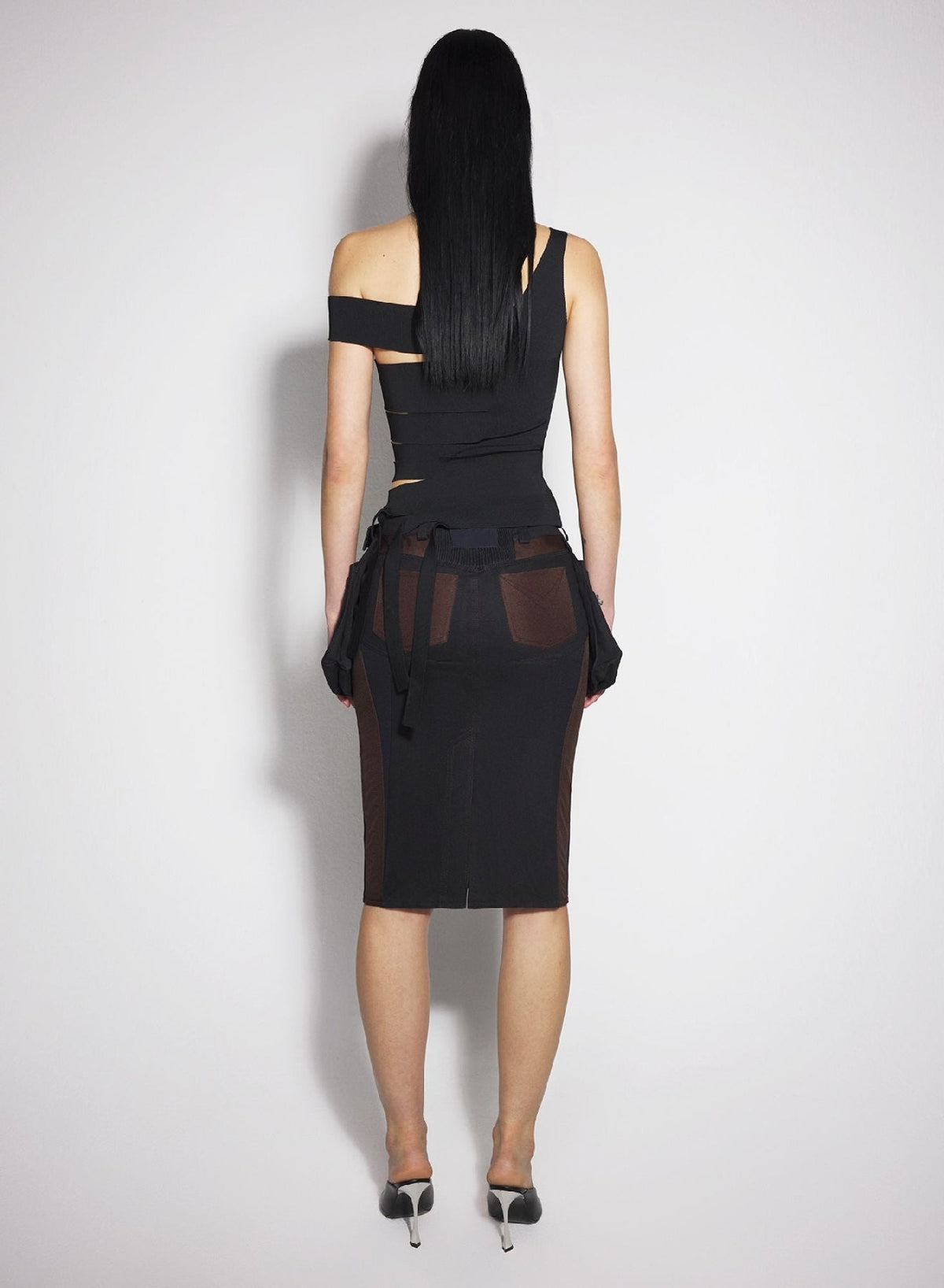 BLACK // black bandage knitted top