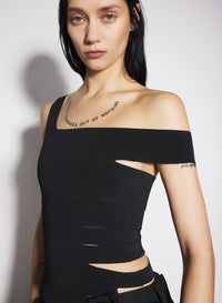 BLACK BANDAGE KNITTED TOP
