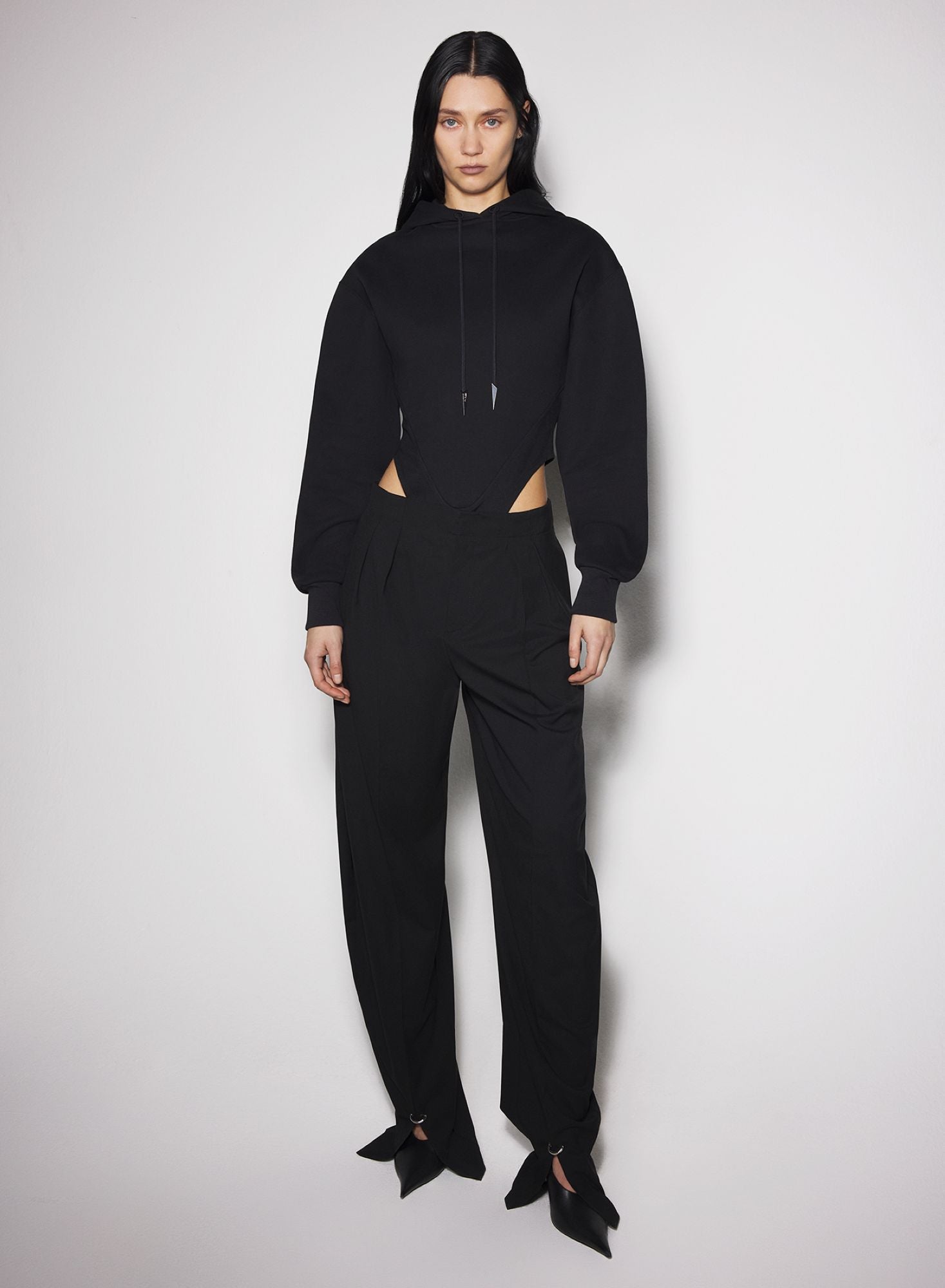 BLACK FLEECE HOODIE BODYSUIT