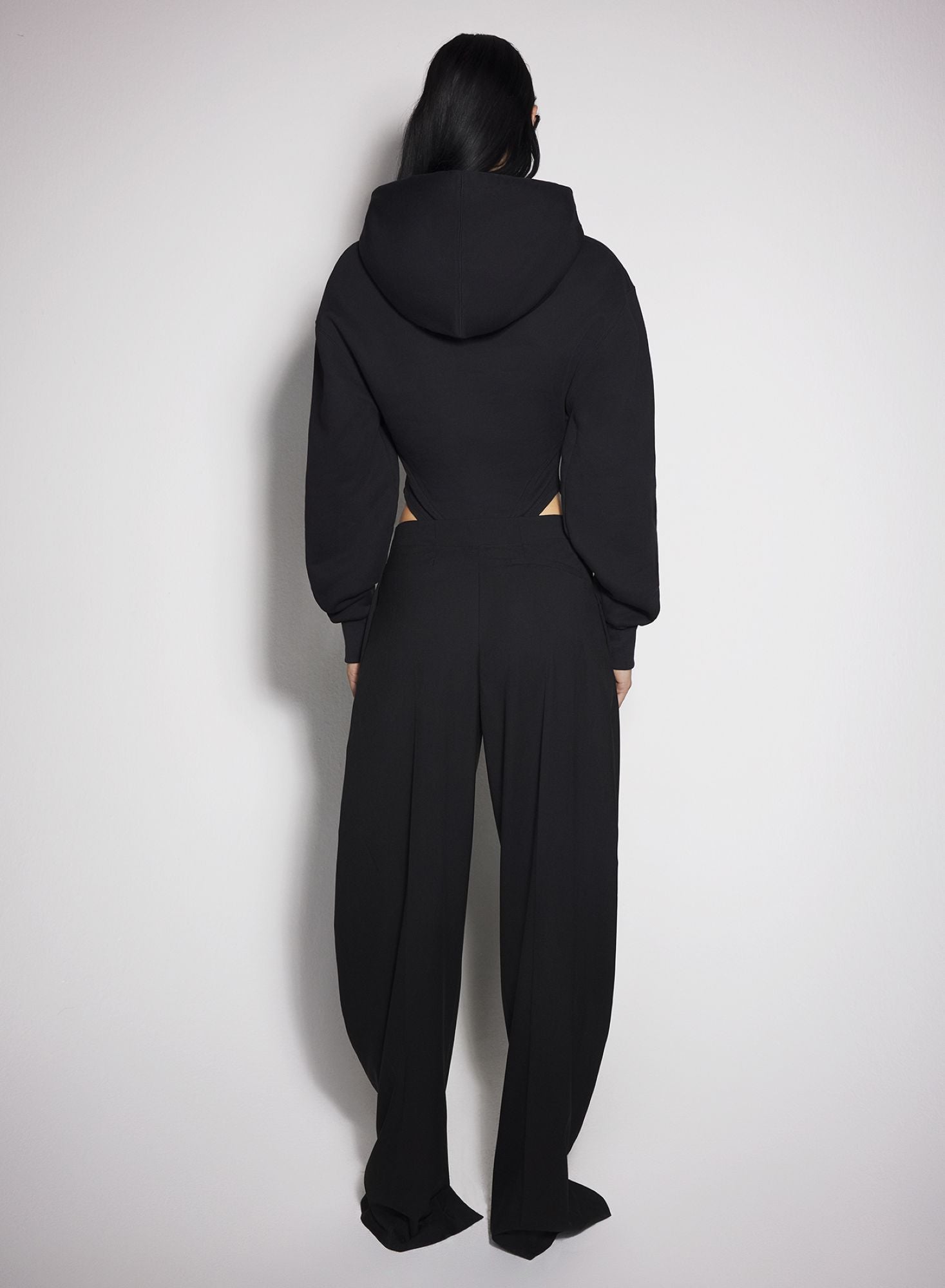 BLACK FLEECE HOODIE BODYSUIT