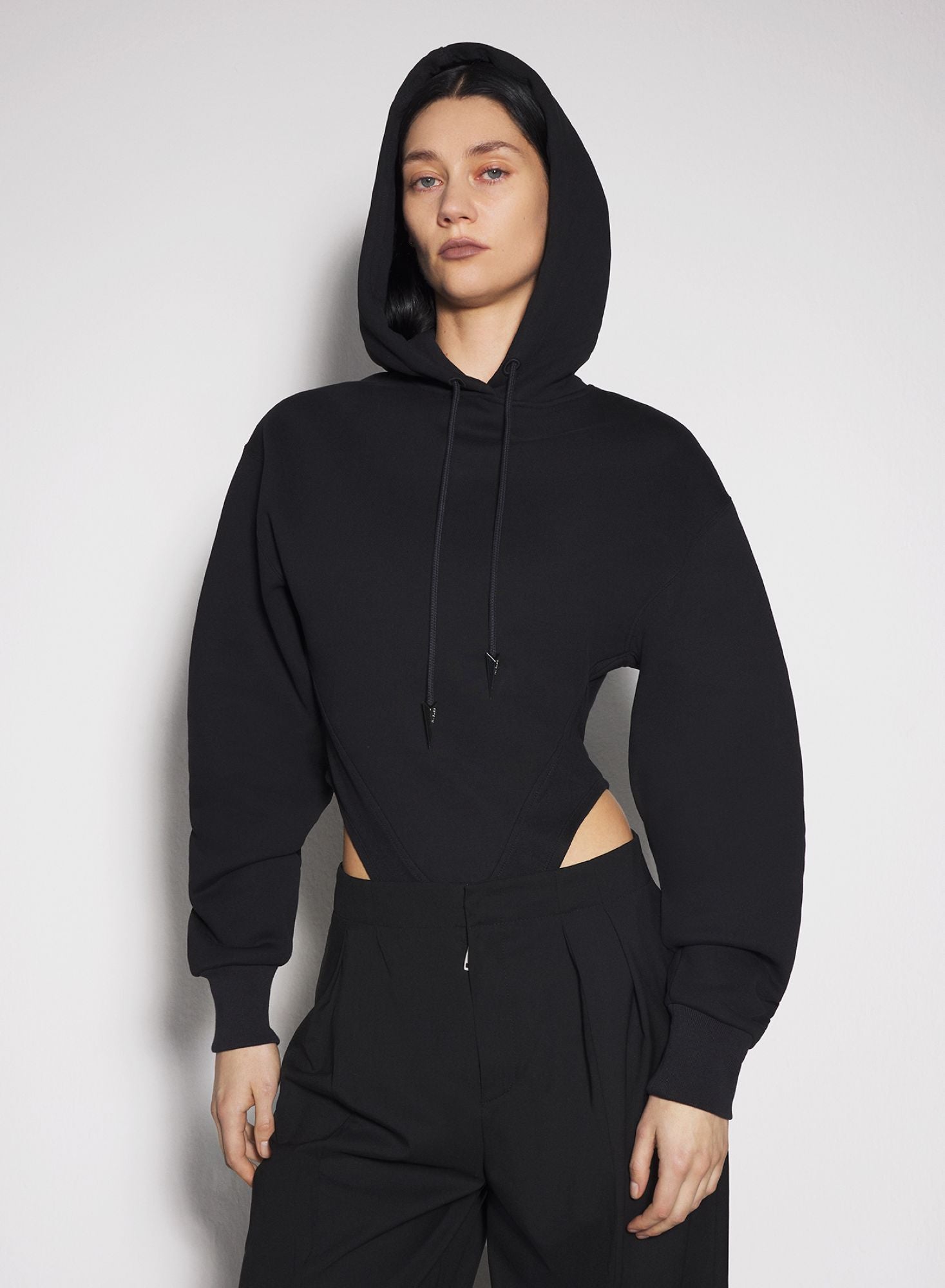 BLACK FLEECE HOODIE BODYSUIT