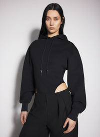 BLACK FLEECE HOODIE BODYSUIT