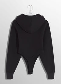 BLACK FLEECE HOODIE BODYSUIT