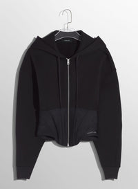BLACK CORSETED HOODIE