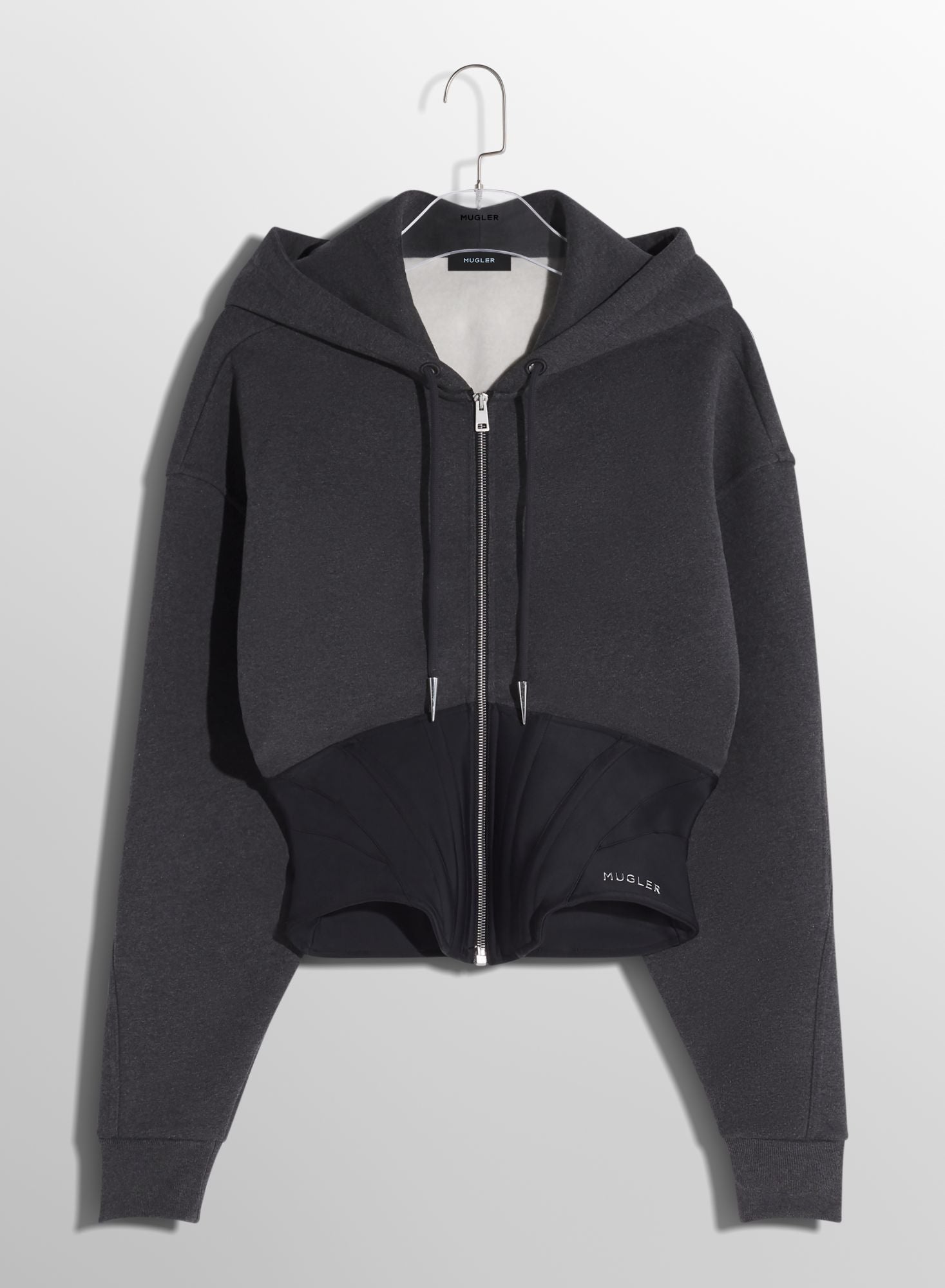BLACK CORSETED HOODIE