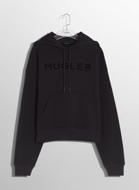 BLACK MUGLER LOGO HOODIE